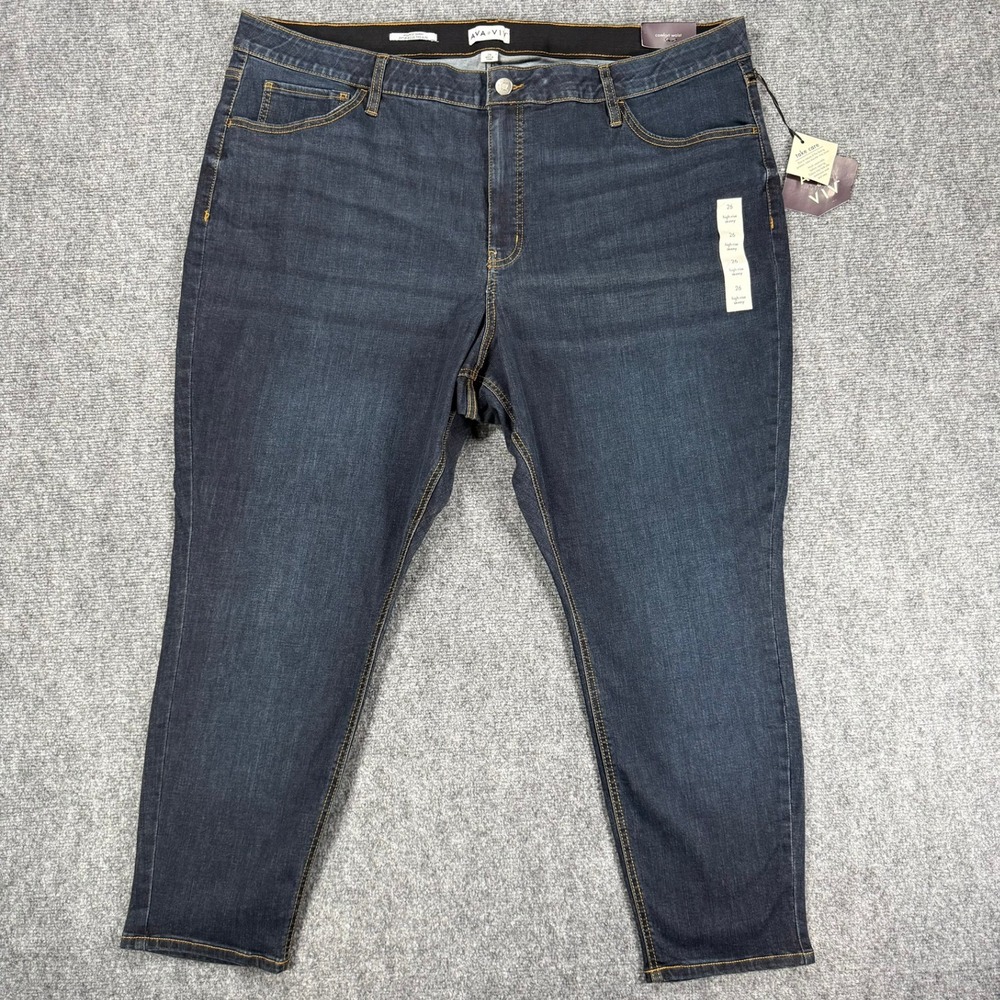 Ava & Viv Women's 26 Dark Wash High Rise Skinny Stretch Jeans NWT Plus Size